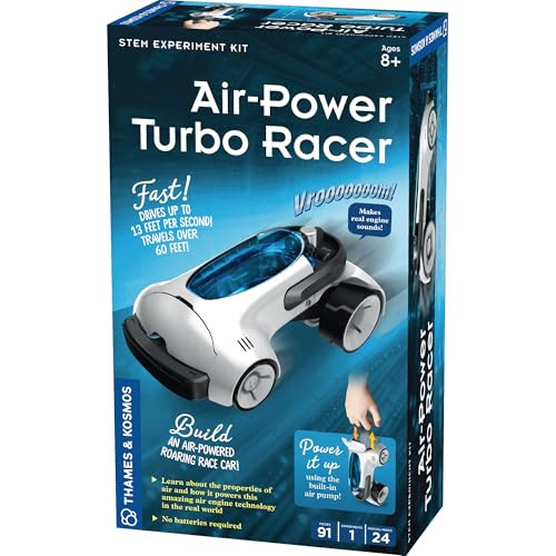 Thames & Kosmos Air-Power Turbo Racer Stem Experiment Kit  Build A Race Car With Air-Powered Engine, No Batteries Required, Travels 60 Feet, 9Mph, Durable Parts For Lengthy Play, Explore Clean Energy