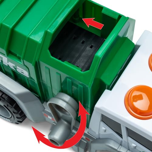 Tonka, Crank And Haul Garbage Truck- Made With Sturdy Plastic, White And Green Kid Powered Toy Construction Truck, Ages 3+ Boys And Girls, Kids, Toddlers, Christmas Birthday s