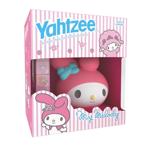 Usaopoly Yahtzee: My Melody Dice Game, Collectible Hello Kitty & Friends Dice Cup Featuring Adorable Artwork, Classic Game Based On Hello Kitty & Friends Favorite, Officially Licensed Sanrio Game & Merchandise
