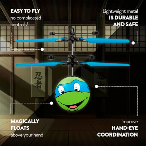 World Tech Toys Ninja Turtles Leonardo Flying Toy Ãƒæ’Ã‚¢Ãƒ¢Ã¢‚¬Å¡Ã‚¬Ãƒ¢Ã¢Š¬Ã…Œ Motion Sensing Flying Ball With Usb Charging - Tmnt Licensed - Indoor/Outdoor Drone For Kids Ages 6+