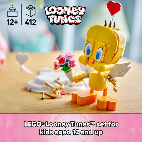 LEGO Looney Tunes Sweetheart Tweety Bird Building Toy for Adults & Kids - Tweety Figure W/Display Pedestal & Accessories for Girls & Boys Ages 12+ - Gift & Craft for Valentine's Day - 40824