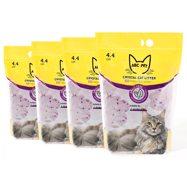 Abcpet Cat Litter Crystals No Clumping Odor Control Kitty Litter Non-Clumping No Scooping Low Dust Low Tracking Dehydrates Waste - 25.8 Lbs (6 X 4.3 Lb Packs)