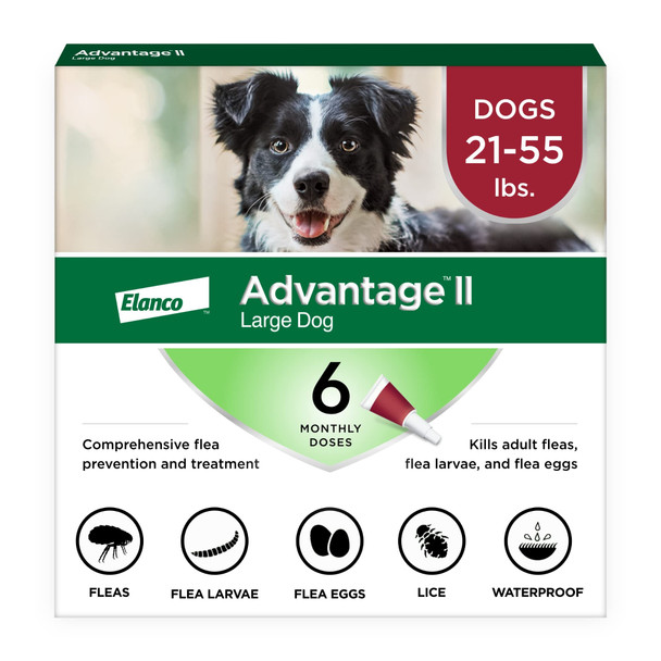 Advantage Ii Large Dog Vet-Recommended Flea Treatment & Prevention Dogs 21-55 Lbs. 6-Month Supply
