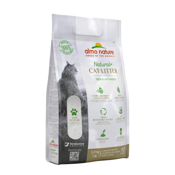 Almo Nature Soft Texture Cat Litter 10 Lbs - Plant-Based Clumping Biodegradable Non-Toxic Compostable Eco-Friendly Odor Control Low Dust Safe For Cats & Kittens