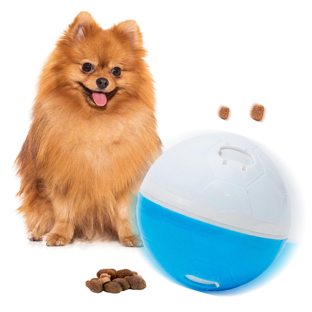 Amicus - Crazy Ball Treat Dispenser - Pets Treat Ball - Interactive Treat Dispensing Petstoy - Pets Enrichment Toys - Pets Toys To Keep Them Busy - Slow Feeder - 300G/10.5 Oz - White/Blue