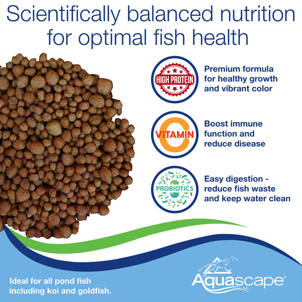 Aquascape Premium Staple Fish Food Pellets For Small To Medium Pond Fish Medium Pellet 2.2 Pounds 98868
