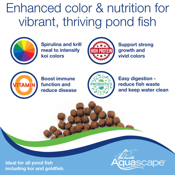 Aquascape Premium Color Enhancing Fish Food For Small To Medium Koi And Other Pond Fish Medium Pellet 2.2 Pounds 98874