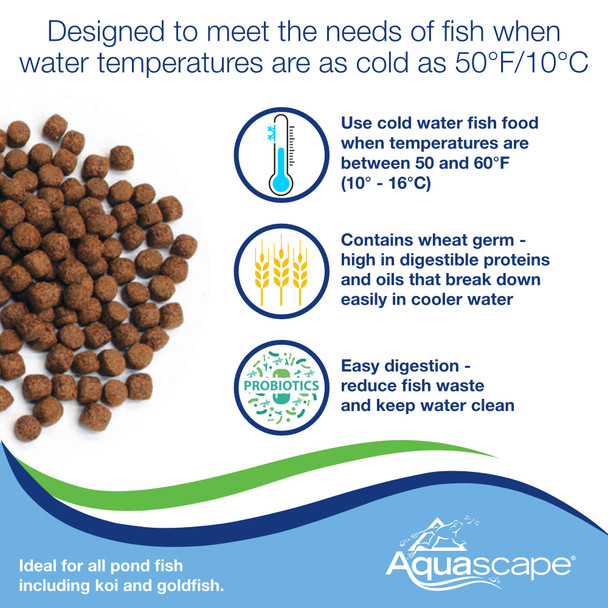 Aquascape Premium Cold Water Fish Food Pellets For Large Koi And Pond Fish Large Pellet 4.4 Pounds 98872