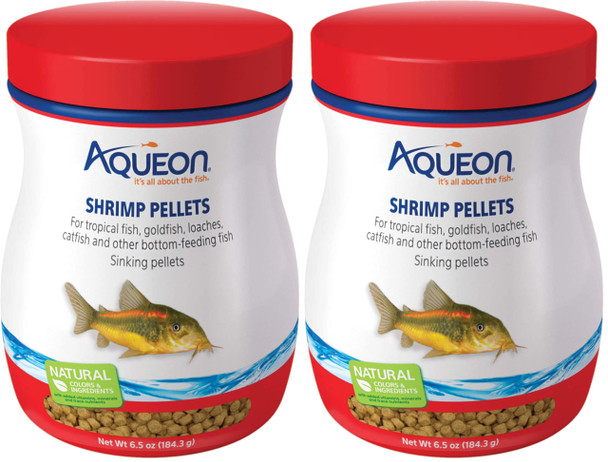 Aqueon Shrimp Pellets Sinking Food For Tropical Fish Goldfish Loaches Catfish And Other Bottom Feeding Fish 3.25 Oz