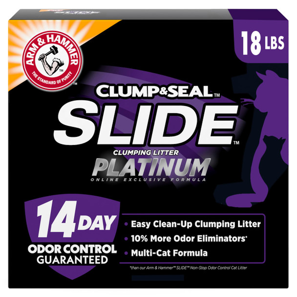 Arm & Hammer Clump & Seal Slide Platinum Multi-Cat Clumping Cat Litter 14-Day Odor Control Ez Clean Technology 37 Lbs Ãƒ¢Ã‚Š¬Ã‚‚¬Å’ No Scrubbing Powerful Odor Eliminator