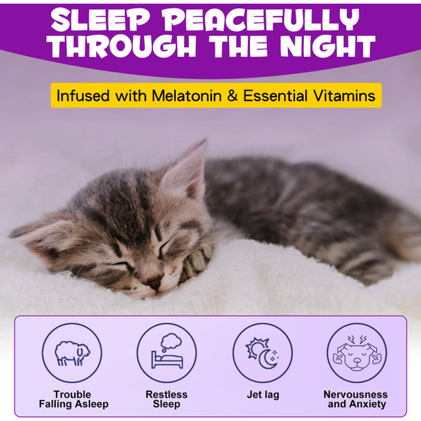 Armoya Cat Melatonin - Melatonin For Cats - Cat Calming Treats- Cat Sedative For Grooming - Helps To Support Restful Sleep For Your Cat - Cat Sleep Aid - Anxiety Relief For Cats