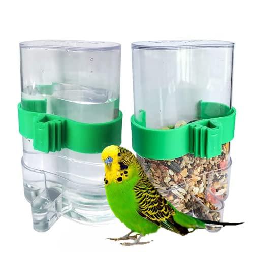 Asdicoxb Clpoawc Bird Water Dispenser Outdoor No Mess Automatic FeederParakeet Waterer For CageFood Container Bird Cage Accessories Hanging Outside For Lovebird Canary Finch Small Birds (2Pcs) Clear