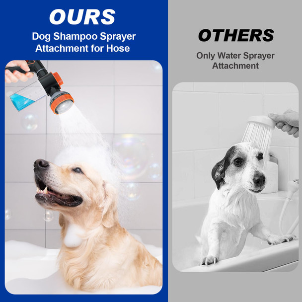 Aybbshow Dog Washing Hose Attachment For Pet Bathing With Black Shower Diverter Pup Dog Wash Hose Nozzle Shampoo Sprayer For Indoor Outdoor Pet Shower Dog Shower Attachment With Dog Brush