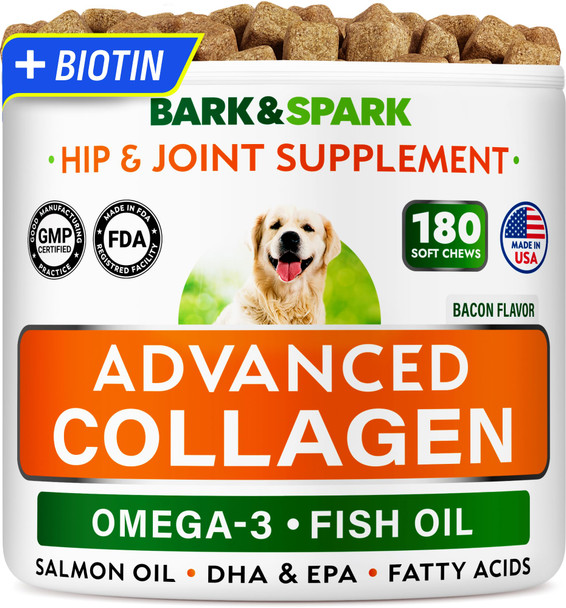 Bark&Spark Dog Allergy Relief Chews (180 Treats) - Anti-Itch Skin & Coat Supplement - Omega 3 Fish Oil - Itchy Skin Relief Treatment Pills - Itching&Paw Licking - Dry Skin&Hot Spots - Grilled Chicken