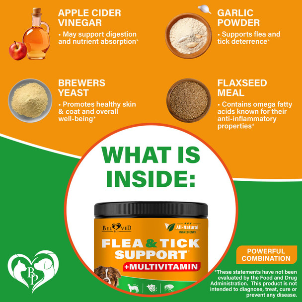 Beloved Pets Flea And Tick Prevention Chewable Pills For Dogs - Revolution Oral Flea Treatment For Pets & Complex Multivitamin -Natural Pest Control & Defense Chews - Small Tablets Made In Usa (10 Oz)