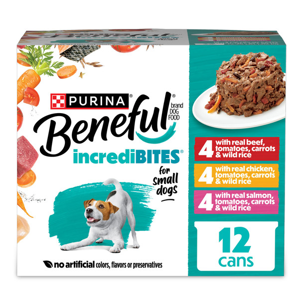 Beneful Purina Beneful Small Breed Wet Dog Food Variety Pack Incredibites With Real Beef Chicken And Salmon - (Pack Of 30) 3 Oz. Cans