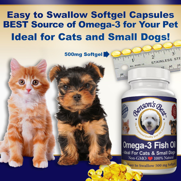 Benson'S Best Omega 3 Fish Oil For Dogs - Provides 43% More Omega 3 Fatty Acids Than Salmon Oil - 200 Softgels 1000 Mg - 100% Pure Non-Gmo Natural Pet Food Dog Fish Oil Supplements