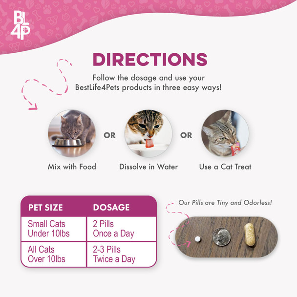 Bestlife4Pets Cat Hyperthyroid & Gentle Weight Gain Support For Cats And Kittens - Natural Feline Thyroid Balance For All Ages In Odorless Easy To Use Tiny Pills That Improve Appetite Coat & Energy (400 Pills)