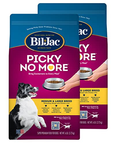 Bil-Jac Picky No More Medium & Large Breed Dry Dog Food Made With Real Chicken Liver 6Lb (2-Pack)