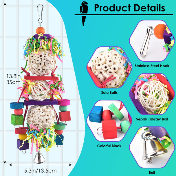 Bissap 2Pcs Bird Parrot Foraging Shredder Hanging Toys Sola Balls Sepak Takraw With Pacifier For Small Parrots Parakeets Conures Cockatiels Love Birds Cage Toy