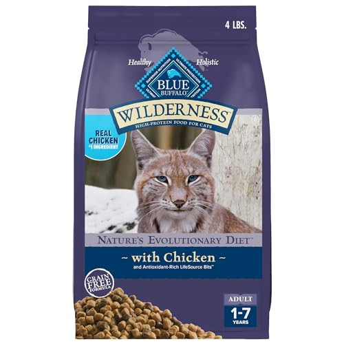 Blue Buffalo Wilderness Nature'S Evolutionary Diet High-Protein Grain- Natural Dry Food For Adult Cats Chicken 4-Lb. Bag