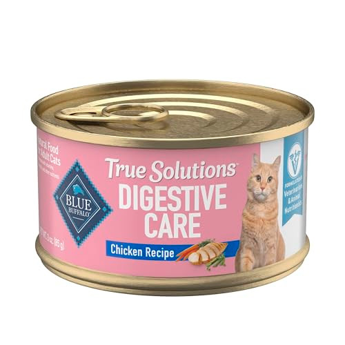 Blue Buffalo True Solutions Digestive Care Wet Cat Food For Adult Cats Made With Natural Ingredients Chicken 3-Oz. Cans (24 Count)