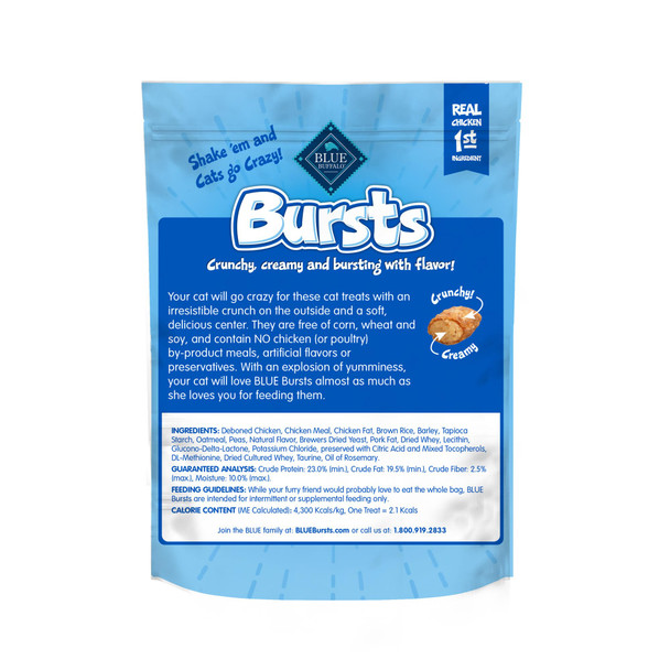 Blue Buffalo Bursts Crunchy & Creamy Cat Treats Great For Training Paw-Lickin' Chicken 5-Oz Bag