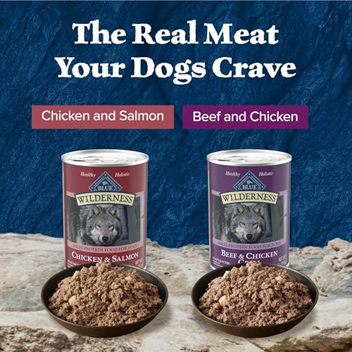 Blue Buffalo Wilderness High Protein Beef And Chicken & Salmon And Chicken Wet Dog Food Variety Pack For Adult Dogs Grain- 12.5 Oz Cans (6 Pack)