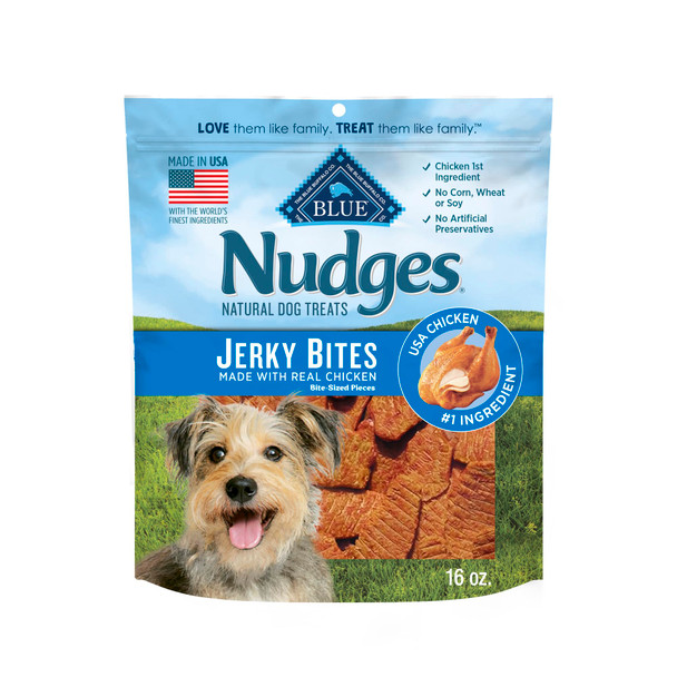 Blue Buffalo Nudges Jerky Bites Dog Treats Made In The Usa With Natural Ingredients Bite-Sized Pieces Chicken 5-Oz Bag