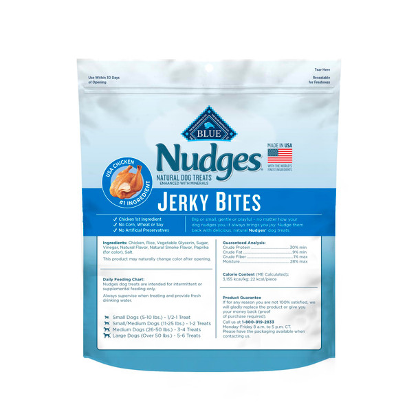Blue Buffalo Nudges Jerky Bites Dog Treats Made In The Usa With Natural Ingredients Bite-Sized Pieces Chicken 5-Oz Bag