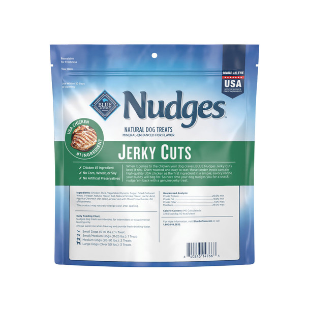 Blue Buffalo Nudges Jerky Bites Dog Treats Made In The Usa With Natural Ingredients Bite-Sized Pieces Chicken 16-Oz Bag
