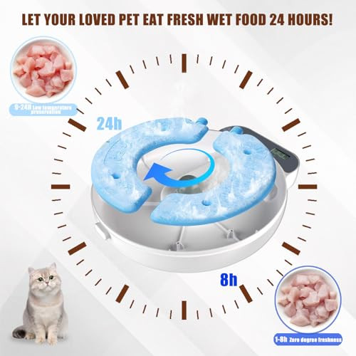 Bsemax Automatic Cat Feeder Wet Food 4 Meal Cordless Automatic Pet Feeder Pet Fresh Food Refrigerated Container With 2 Ice Packs Wet Foods Auto Feeder With Kitty Puppy Cat Dog Food Bowl