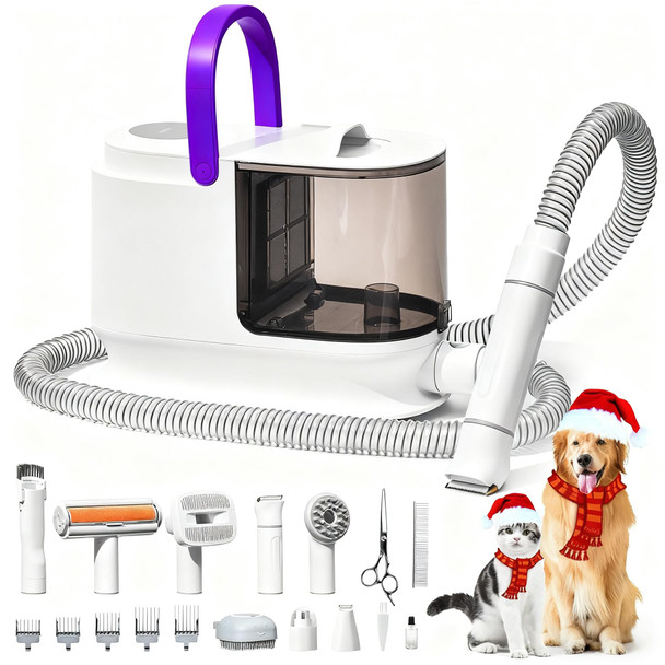 Bunfly Bunfly Dog Grooming Kit & Dog Hair Vacuum 3.5L Capacity Pet Grooming Vacuum With 13000Kpa Strong Suction 99% Pet Hair17 Tools Shedding Pet Hair Home Cleaning -White