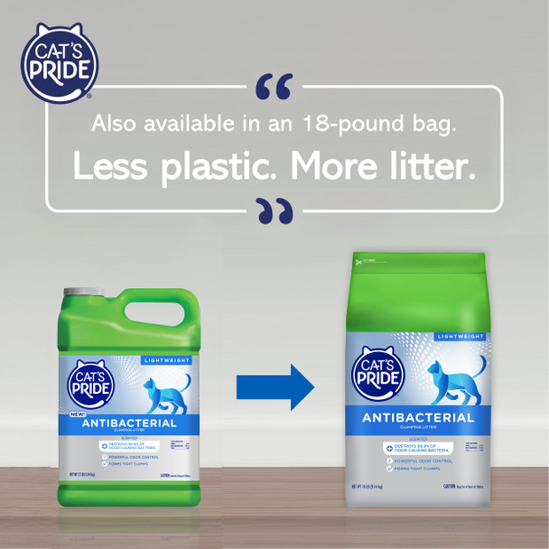 Cat'S Pride Antibacterial Cat Litter: Destroys 99.9% Of Odor-Causing Bacteria - Powerful Odor Control - Premium Lightweight Clumping Litter - Scented 12 Pounds