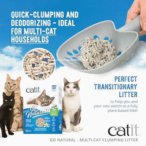 Catit Go Natural Plant-Based Cat Litter Sustainable And Eco-Friendly 99% Dust- Low Tracking High Absorption Odor Control Easy To Scoop