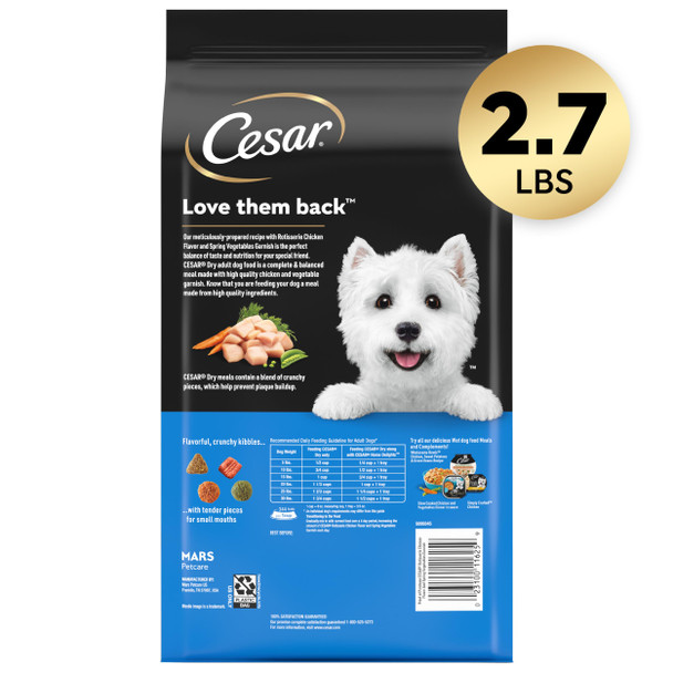 Cesar Small Breed Dry Dog Food Rotisserie Chicken Flavor And Spring Vegetables Garnish 12 Lb. Bag