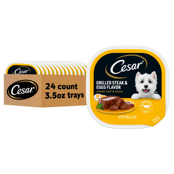 Cesar Classic Loaf In Sauce Adult Wet Dog Food Filet Mignon 3.5 Oz. Easy Peel Trays 24 Count