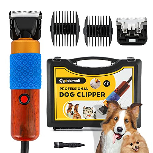 Cgoldenwall Dog Hair Clipper For Grooming 200W Pet Clipper Kit With Spare Blade Low Noise&Vibration Animal Grooming Trimmer For Cat Sheep Dog