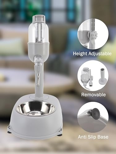 Chazcool Pet Water Dispenser Pet Standing Water Dispenser Bowl 2 In 1 500Ml Multifunctional Detachable Height With Stand For Dogs Cats