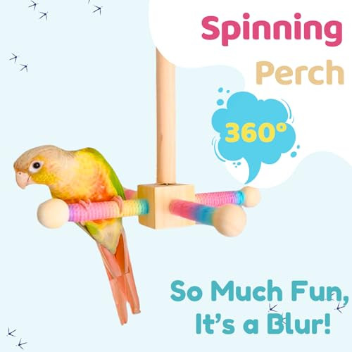 Coalinker Bird Toy Spinning Perch For Parakeet Cockatiels Cage Interactive Wooden Stand For Budgies Conures Cage Accessories Enrichment Toys For Small Medium Parrots Lovebird Parrotlet