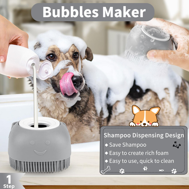 Comotech 6Pcs Dog Bath Brush & Dog Toothbrush Adjustable Handle Shampoo Brush & Scrubber For Short & Long Haired Dogs & Cats Effectively Solve Odor & Stain Removal Problems (Blue Blue Blue.)