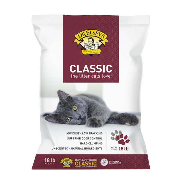 Dr. Elsey'S Classic Unscented Clumping Clay Cat Litter 18 Lb. Bag
