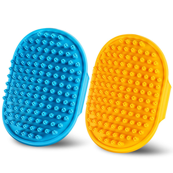 Dsoe Dog Grooming Brushã£¯Ã‚¼Ã…™Pet Shampoo Massage Bath Brush Comb With Adjustable Loop Handle For Grooming Short And Long Hair Cats And Dogs 2Pcs(Tapered Brush Head Blue+Green)