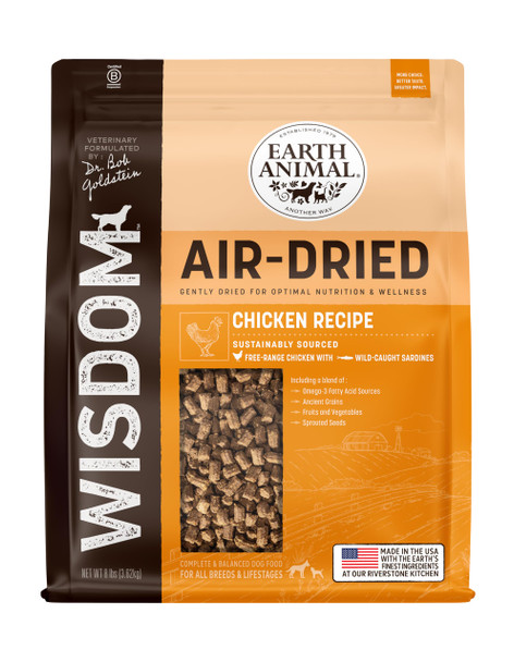 Earth Animal Wisdom Air Dried Dog Food - Turkey Recipe Premium Natural Dry Dog Food For All Breeds & Ages - 2 Lbs Bag