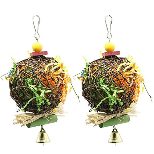 Ebaokuup 2 Pack Bird Chewing Toys Foraging Shredder Parrot Cage Shredder Hanging Toy For Cockatiel Conure African Grey