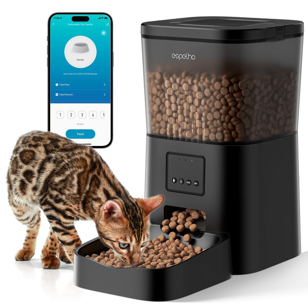 Espelho Automatic Cat Feeders Wifi: 2.4Ghz Smart App Control- Timed Cat Food Dispenser With Desiccant Bag Keep Fresh For Indoor- Easy Set Up And Clean With Voice Recorder- Up To 10 Meals Per Day