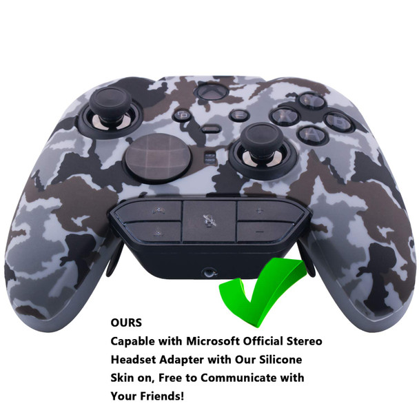 1 x Protective Customize Transfer Print Silicone Cover Skin Camougrey + 6 Thumb Grips Analog Caps for Xbox Elite Series 2 Controller