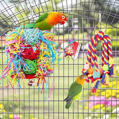 Esrise Bird Toys For Parakeetã£¯Ã‚¼Ã…™Esrise Parrot Conure Chewing Shredding Foraging Toys With Rope Perch Bird Cage Accessories For Cockatiel Budgies Lovebird