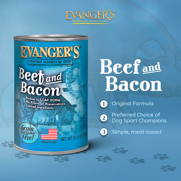 Evanger'S Evanger'S Heritage Classics Beef & Bacon Dog Food Ãƒ¢Ã‚Š¬Ã‚‚¬Å’ 12 Count 12.5 Oz Each Ãƒ¢Ã‚Š¬Ã‚‚¬Å’ Grain & Gluten Loaf For Dogs Ãƒ¢Ã‚Š¬Ã‚‚¬Å’ Limited Ingredient Recipe Ãƒ¢Ã‚Š¬Ã‚‚¬Å’ Natural Protein-Rich Nutrition