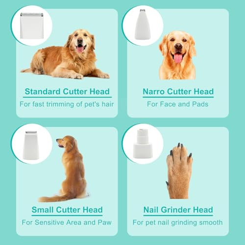 Everzenhub Dog Grooming Kit & Clipper - Low Noise Cordless & Rechargeable Electric Pet Groomer 4-In-1 Safe Trimmer For Dogs/Cats - Gentle On Paws Face Ears & Sensitive Areas